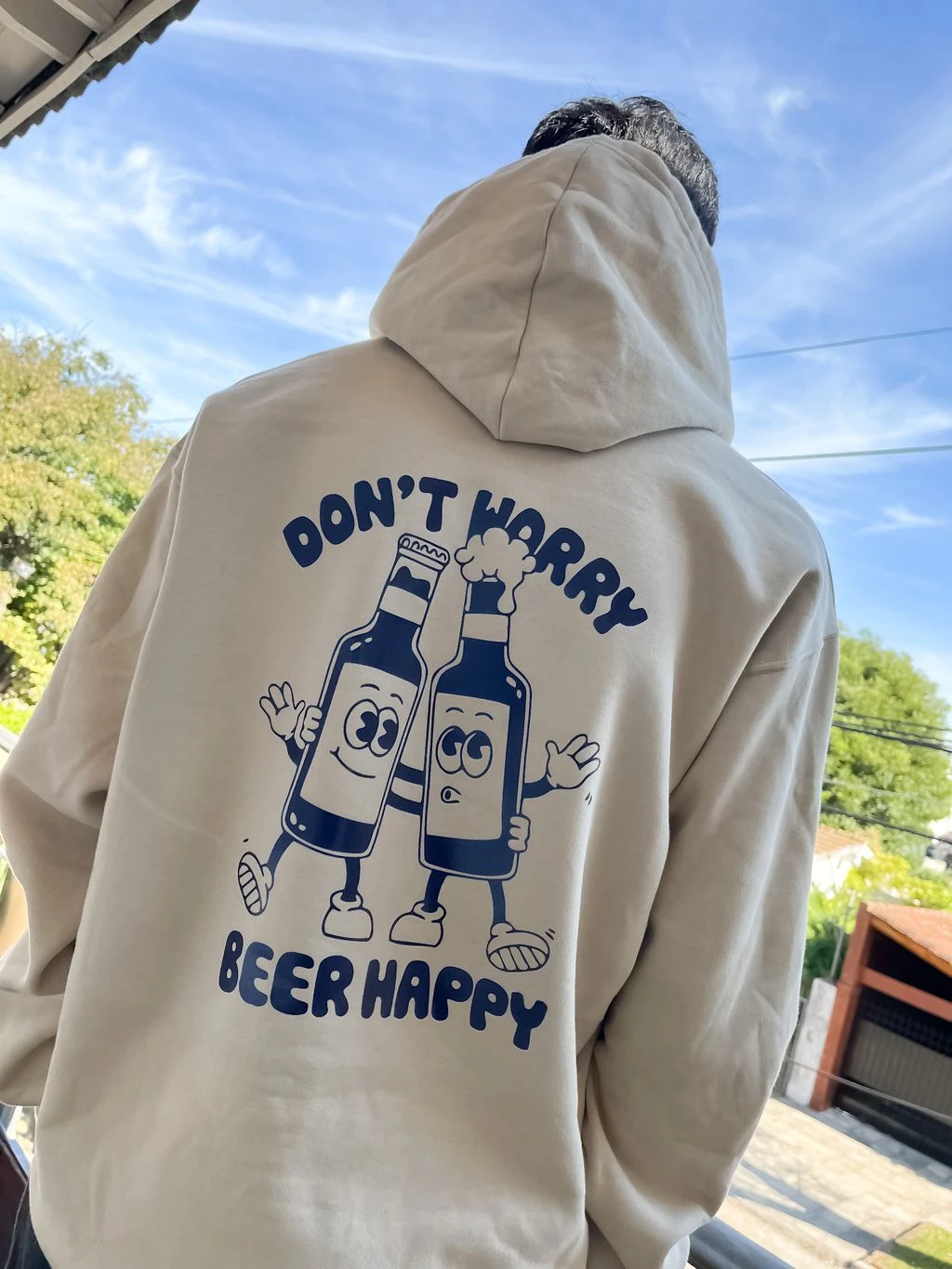 IMG1924 Buzo Canguro Hoodie Beer Happy (Calidad Premium-Unisex)