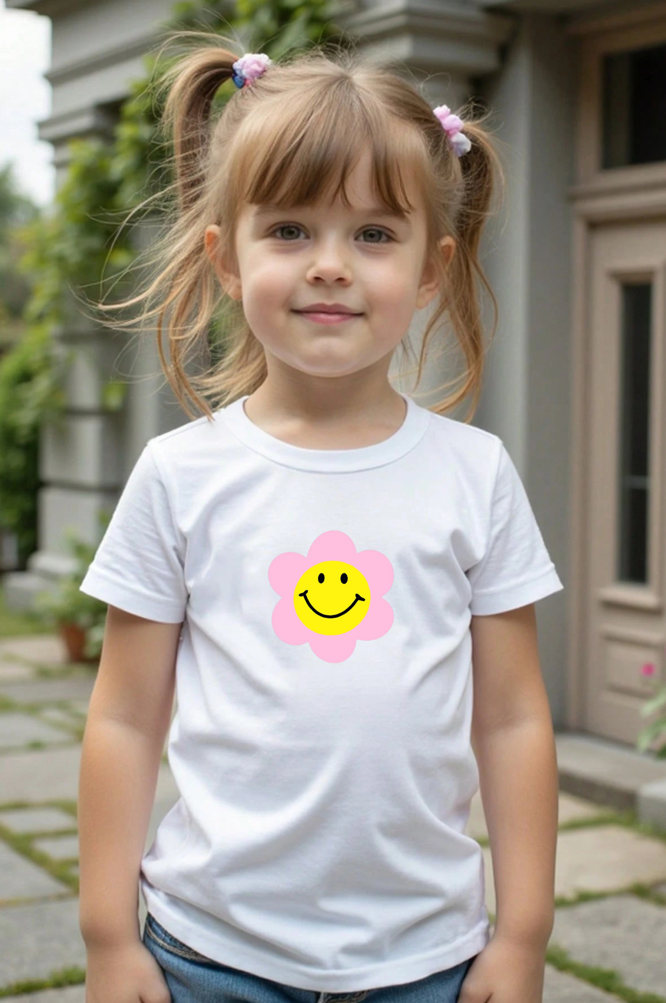 FLOR-CARITA-MODELO Remera Flor Carita (Calidad Premium-Kids)
