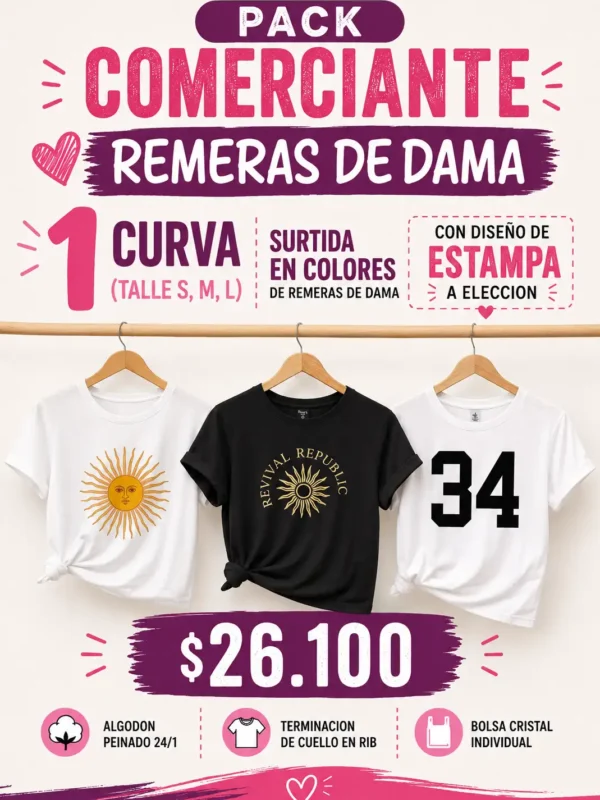PACK REMERAS DAMA X CURVA