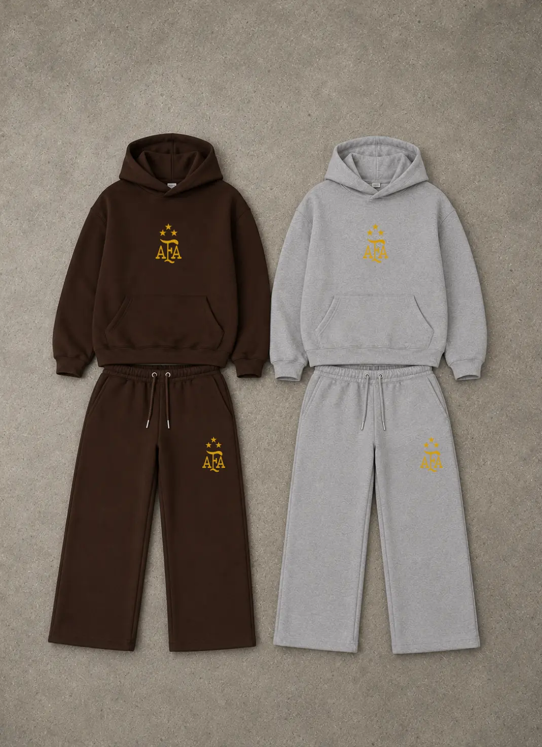 Conjunto AFA Dorado (Canguro Estampado Adelante + Pantalon Recto Estampado) - Imagen 4