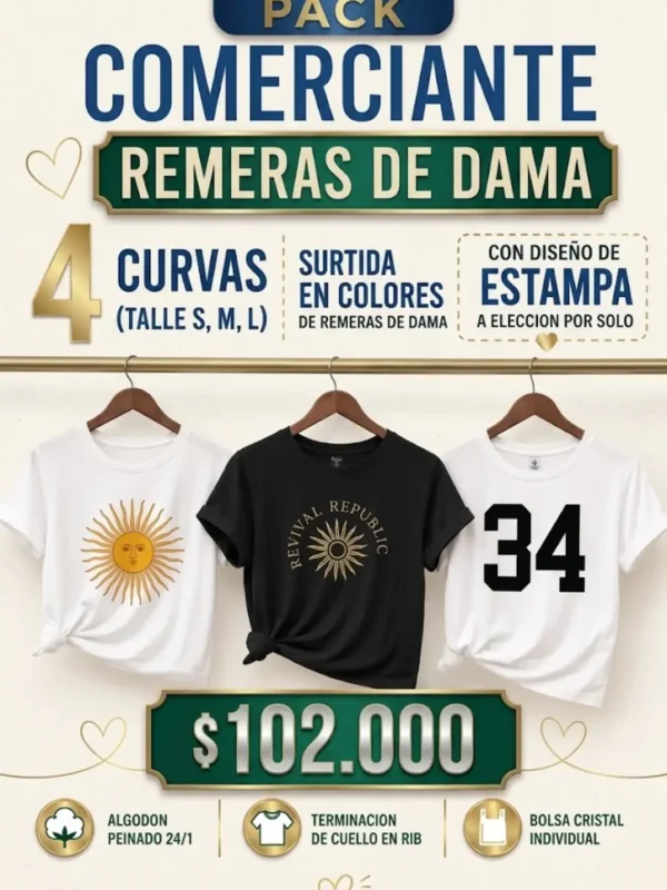 PACK DOCENA REMERAS DAMA MORAS IND