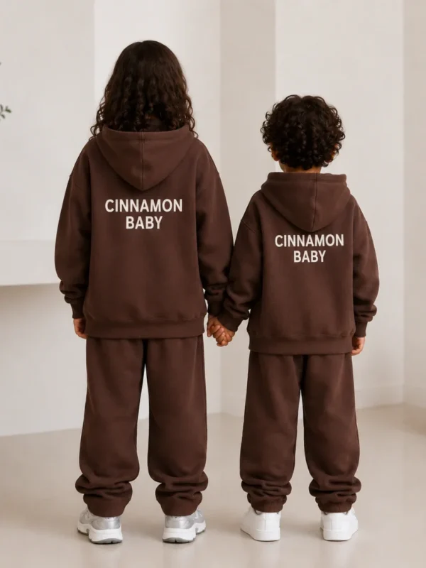 Buzo Canguro Hoodie Cinnamon -Estampa Blanca- (KIDS)